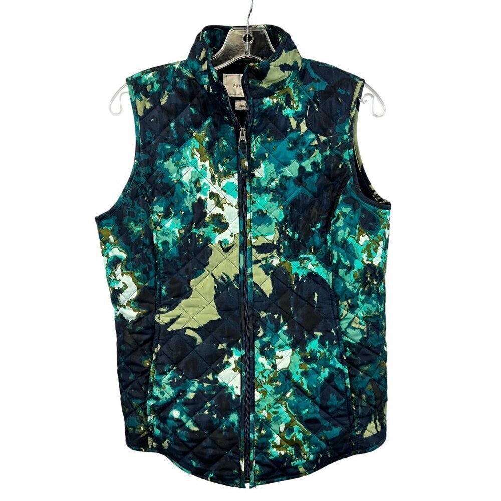 Van Heusen Womens Sleeveless Full Zip Multicolor Quilted Vest Pockets S